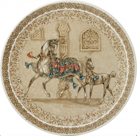 Plat à gâteaux, service Chevaux du vent © Faïenceries de Gien